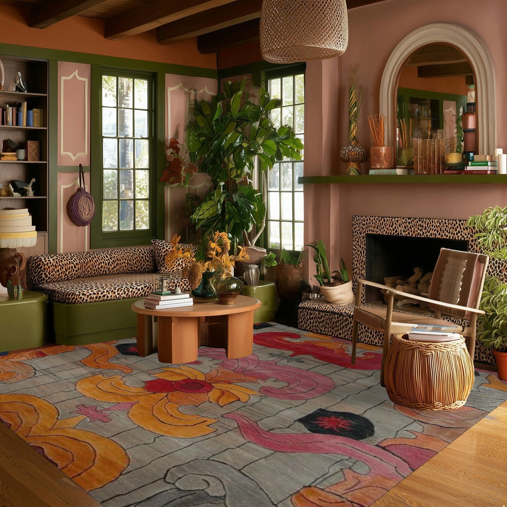 Baroque Fire Bloom Hand Tufted Rug