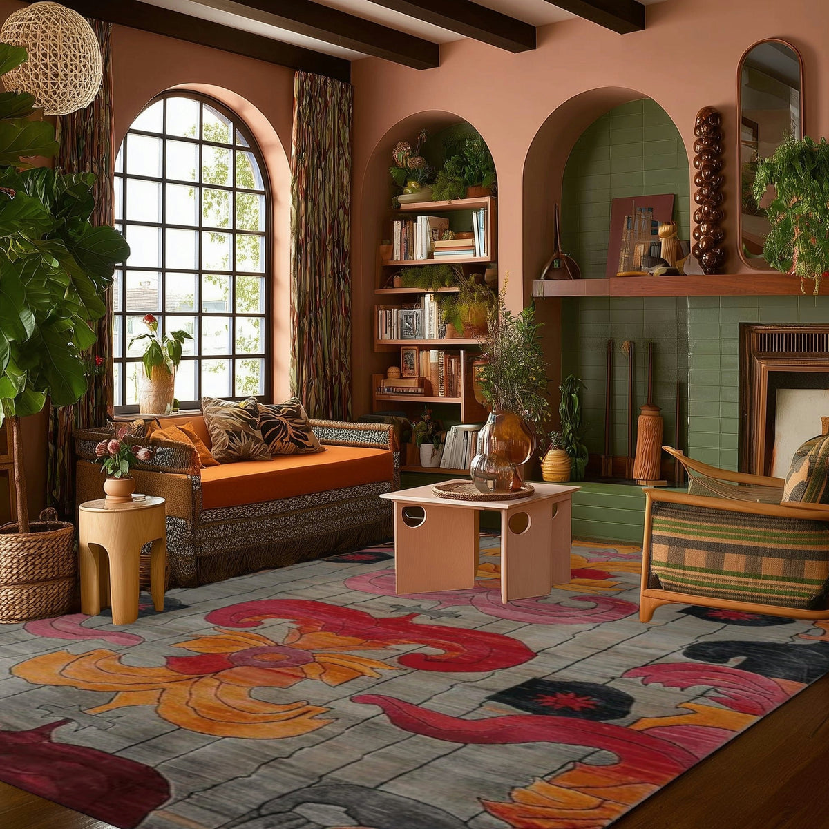 Baroque Fire Bloom Hand Tufted Rug