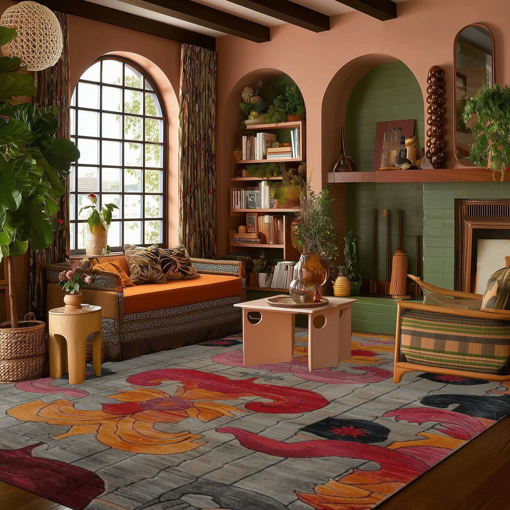 Baroque Fire Bloom Hand Tufted Rug