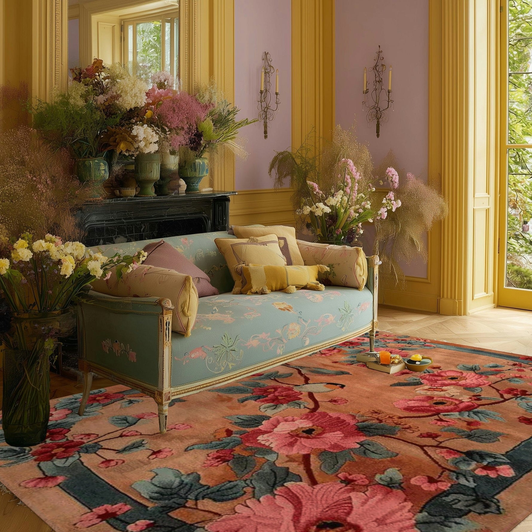 Birdsong in Bloom Hand Knotted Rug