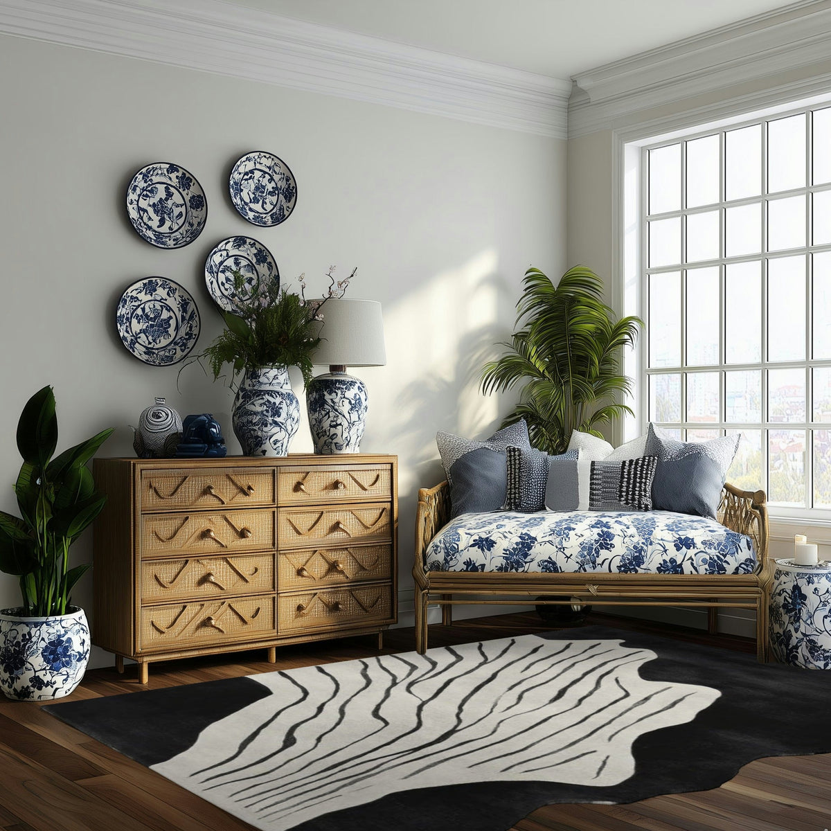 Black White Rhythm Hand Tufted Rug