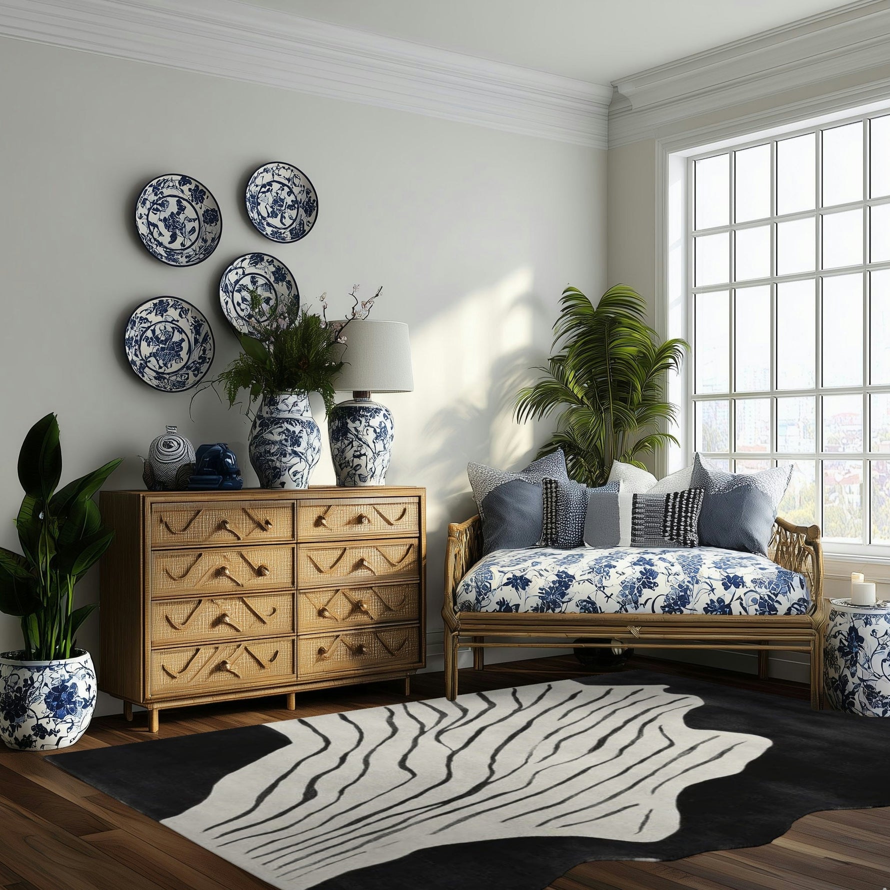 Black White Rhythm Hand Tufted Rug