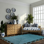 Black and Blue Scallop Jute Rug