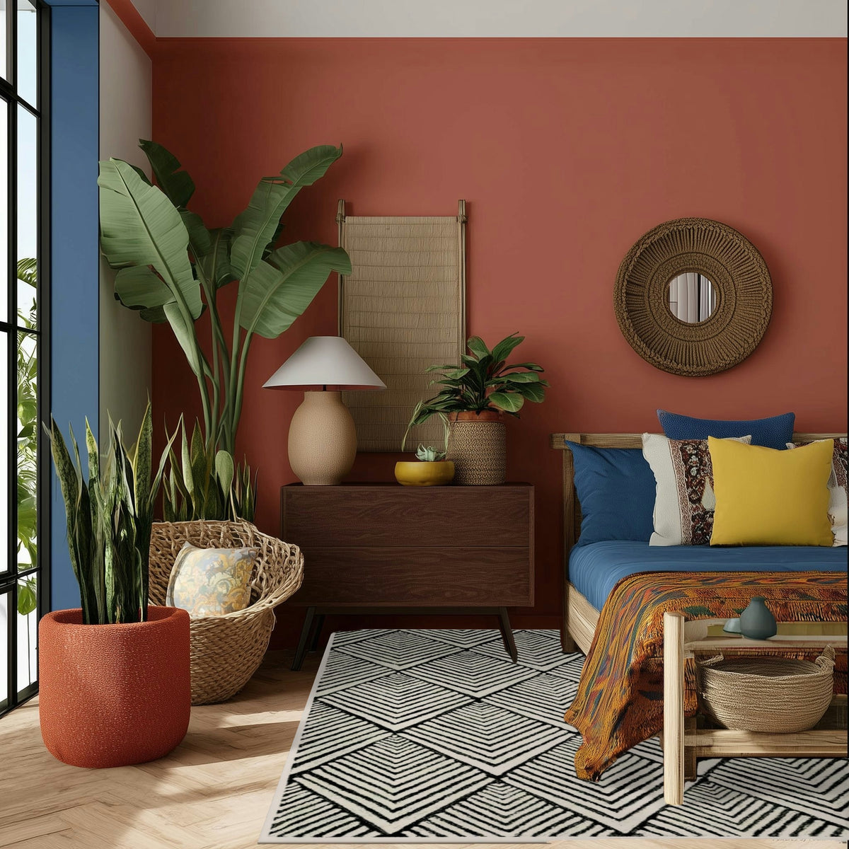 Black and Cream Art Deco Geometric Hand Tufted Wool Rug