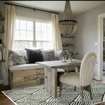 Black and Cream Art Deco Geometric Hand Tufted Wool Rug