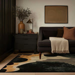 Black and Gold Striped Hand Tufted Rug 