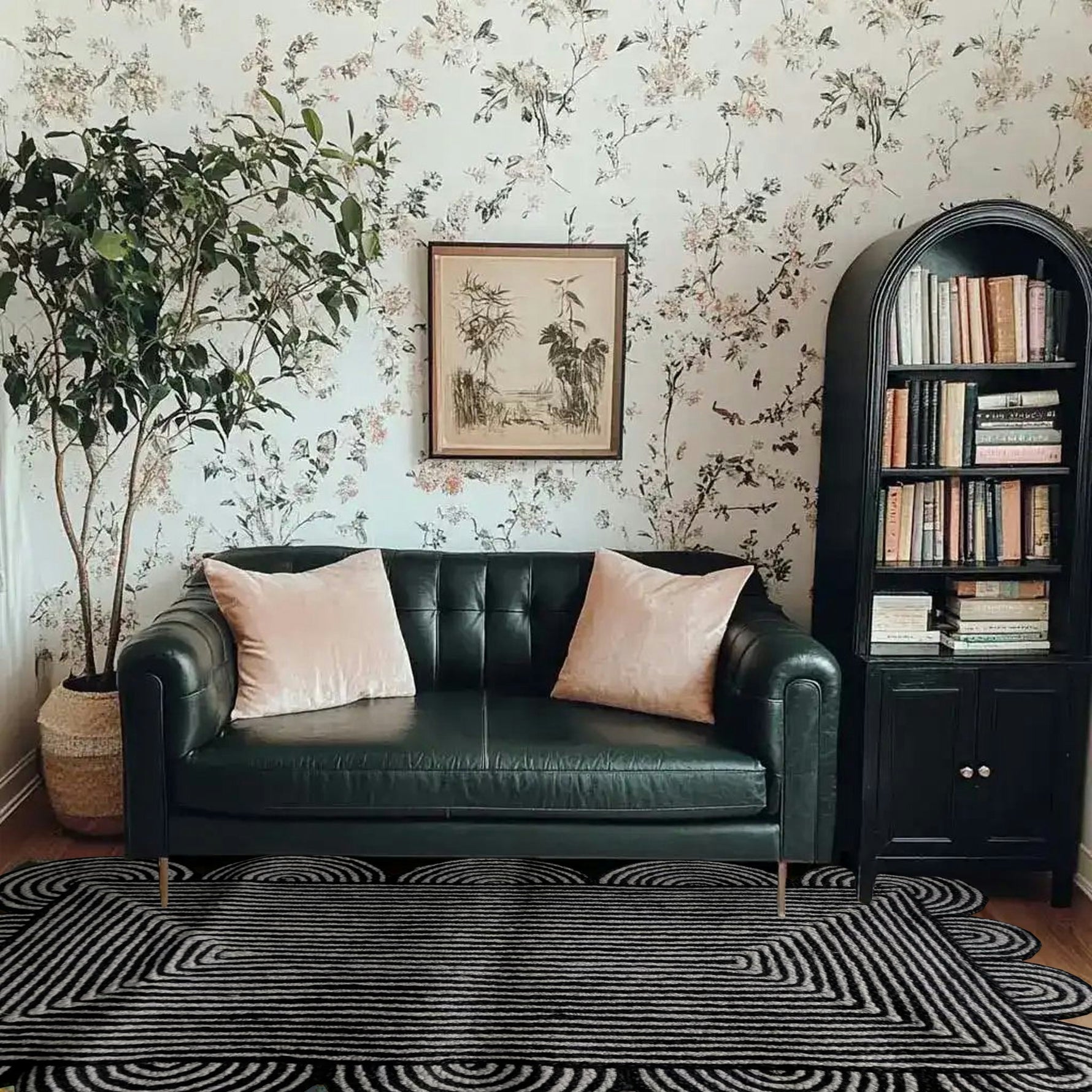 Black and White Scallop Jute Rug