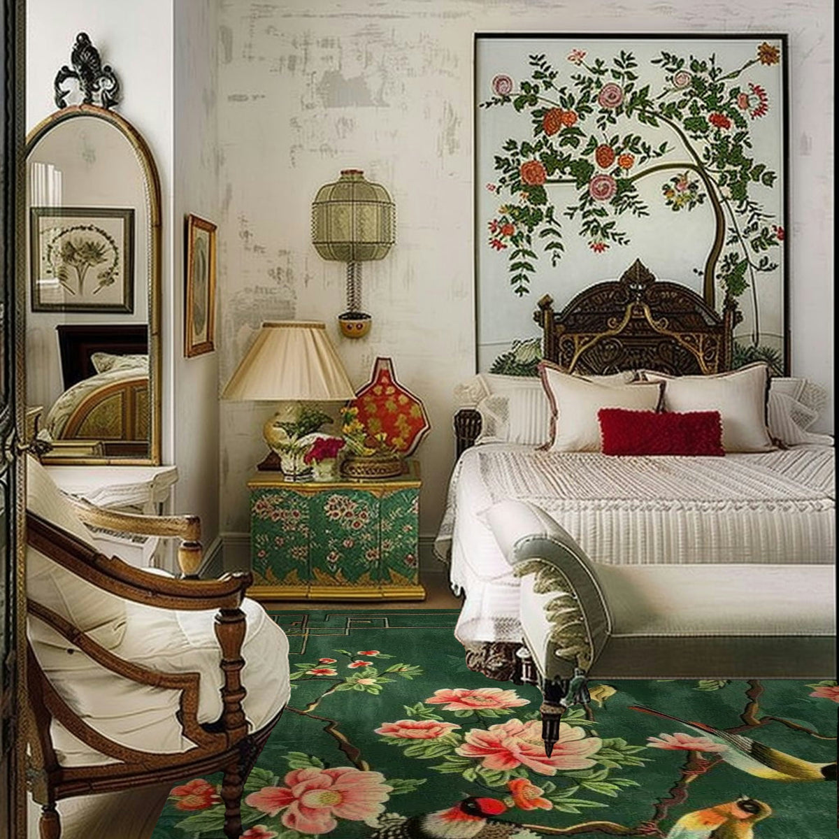 Blooming Beauty Square Hard Viscose Tuft Rug