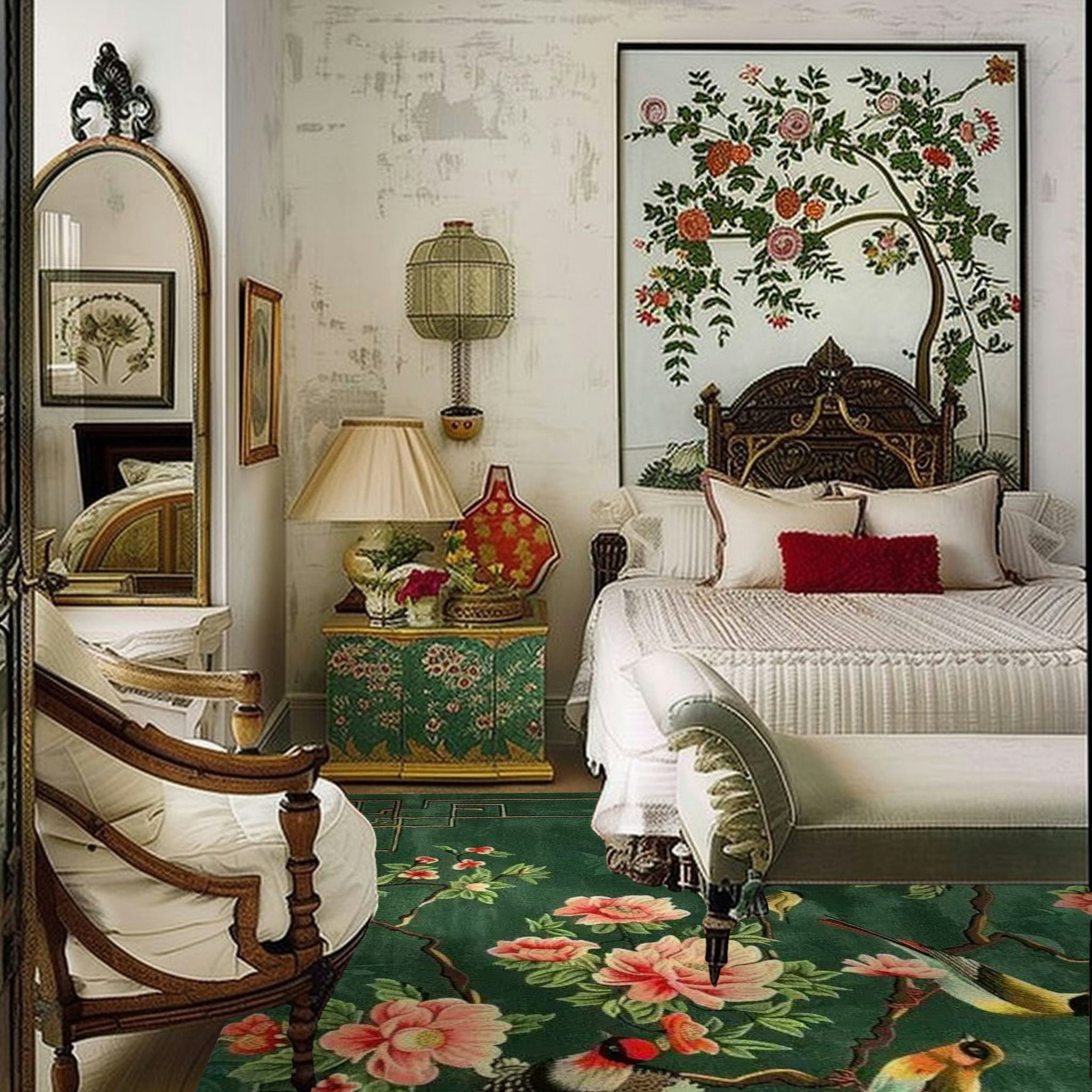 Blooming Beauty Square Hard Viscose Tuft Rug