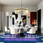 Blue Atzec Steps Hand Tufted Wool Rug