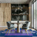 Blue Atzec Steps Hand Tufted Wool Rug