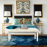 Blue Grids Cape Hand Tufted Wool Rug Runner