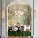 Butterflies over Flower Hand Tufted Wool Rug - Green