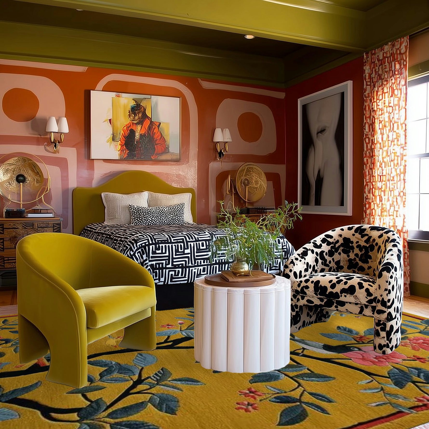 Chirping Cherry Tree Hand Tufted Rug