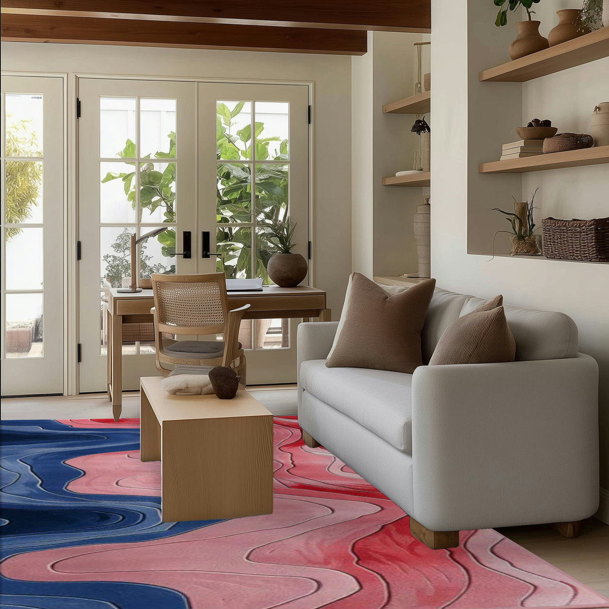 Chromatic Currents Hand Tufted Rug