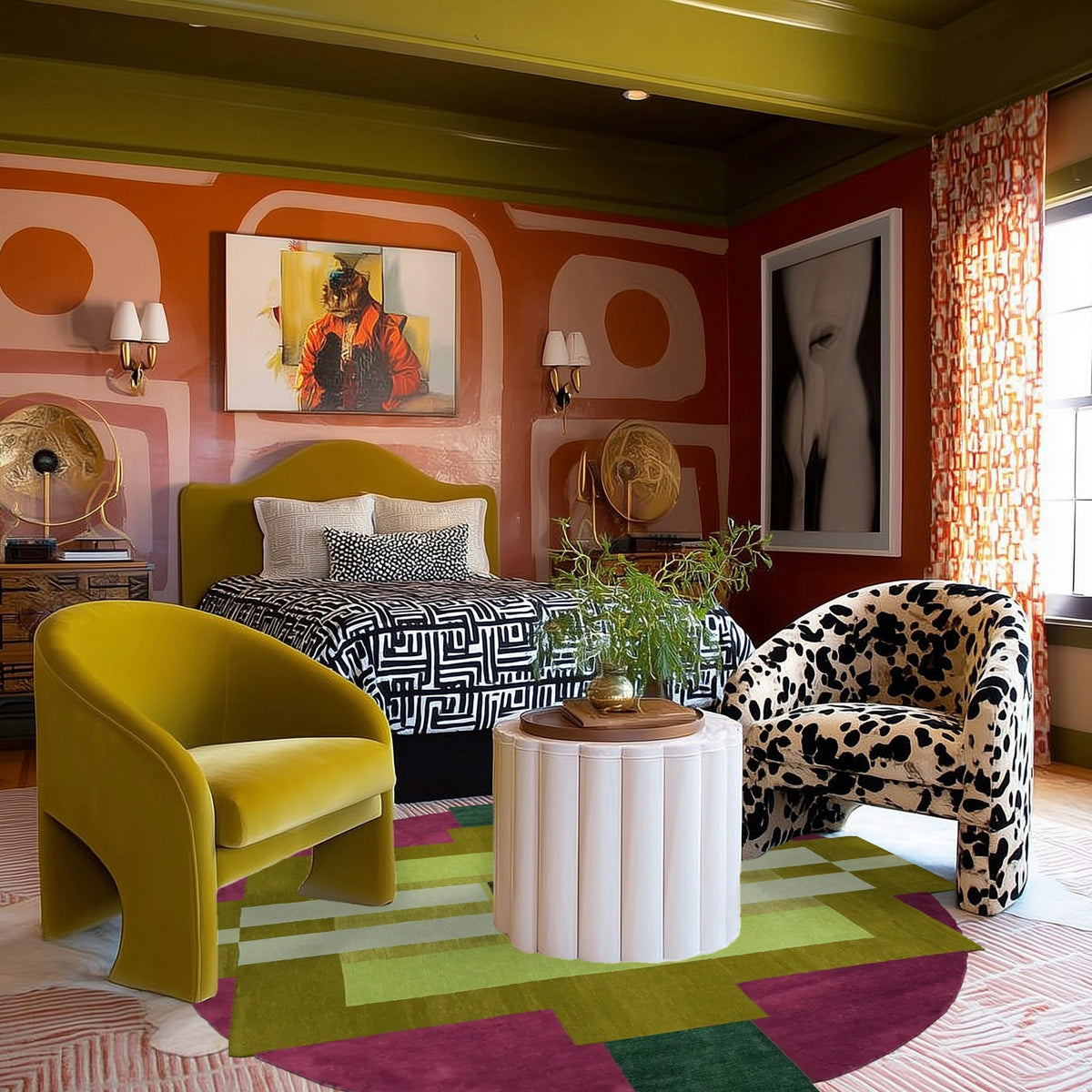 Circle of Atzec Round Hand Tufted Wool Rug