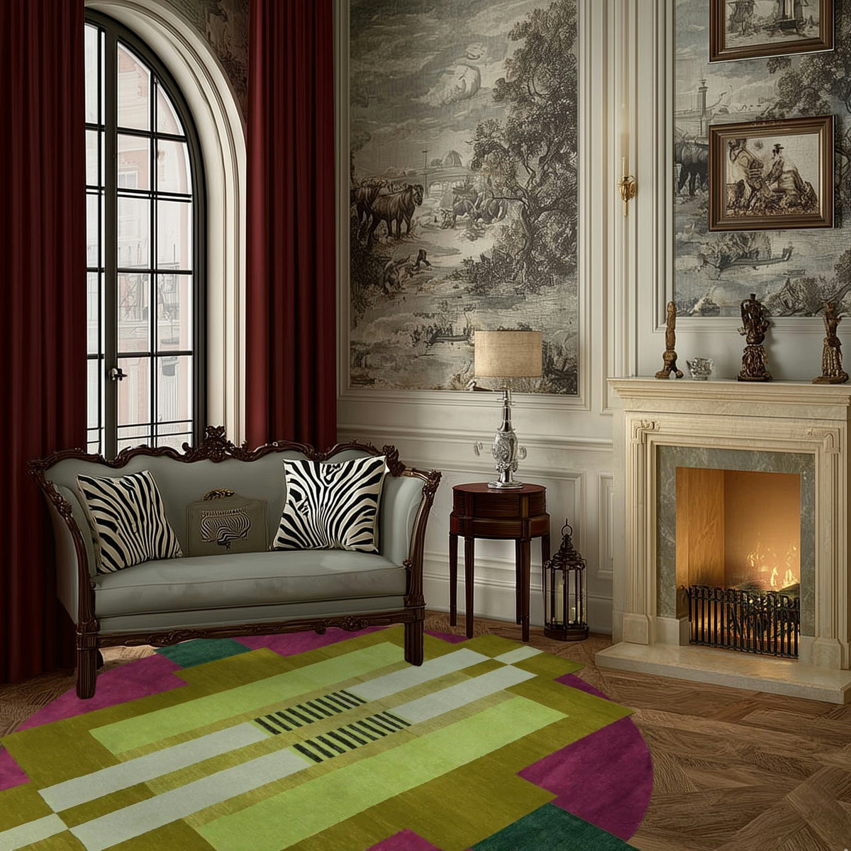 Circle of Atzec Round Hand Tufted Wool Rug