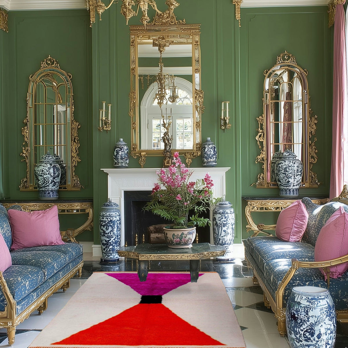 Classic Bow Moroccan Berber Handwoven Wool Area Rug - Pink