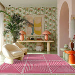 Contemporary Pink Geometric Hand Tufted Wool Rug