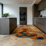 Cranes and Lotus in a Sunny Pond Hand Tufted Rug - Orange