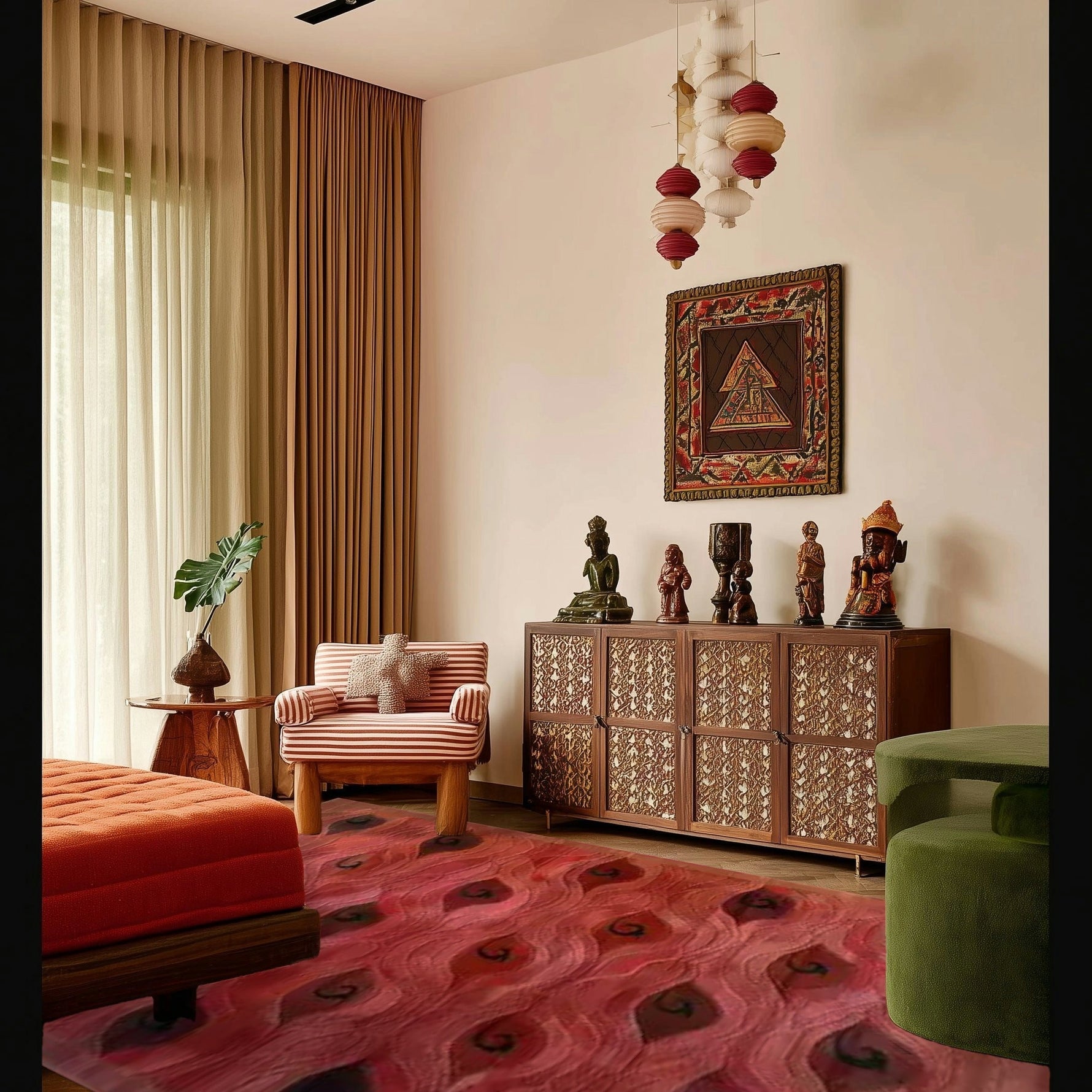 Crimson Currents Hand Tufted Wool Rug