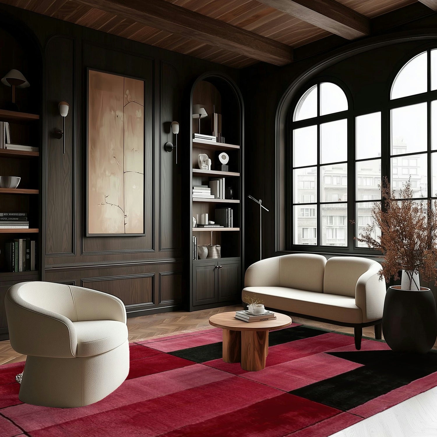 Crimson Grid Fold Hand Tufted Rug