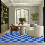 Dark Blue Checker Jute Rug