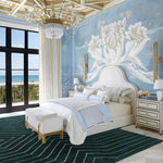 Dark Teal Geometric Hand Tufted Wool Rug