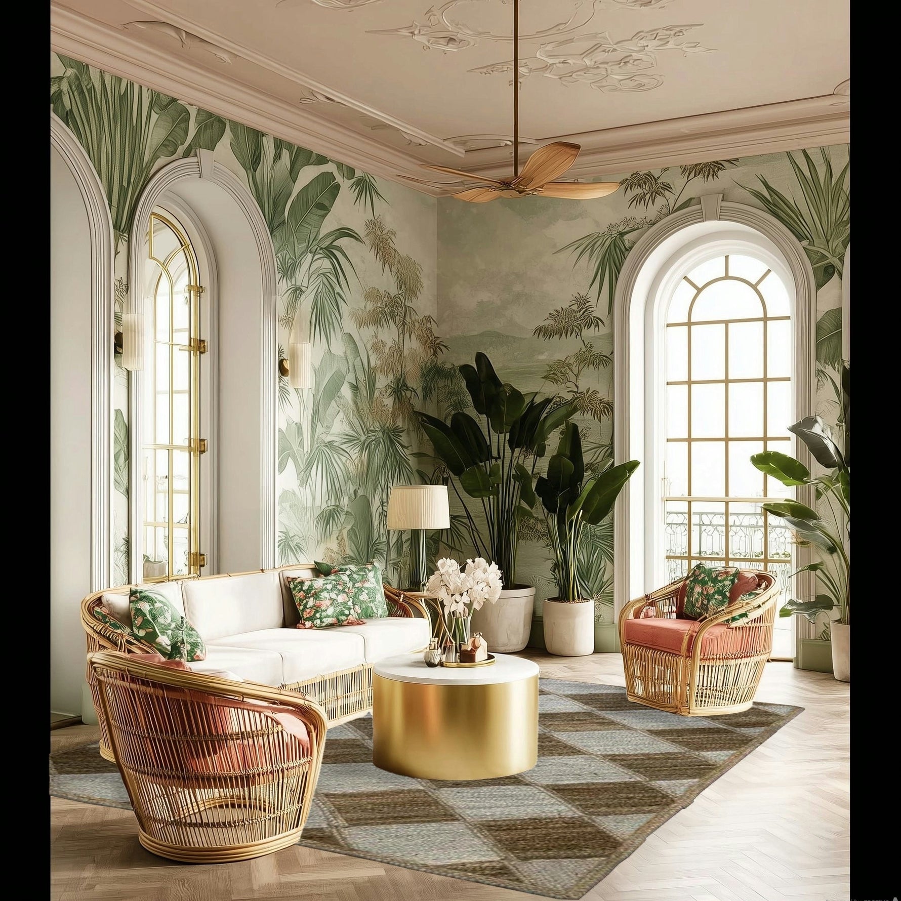 Diamond Checker Jute Rug - Natural and White