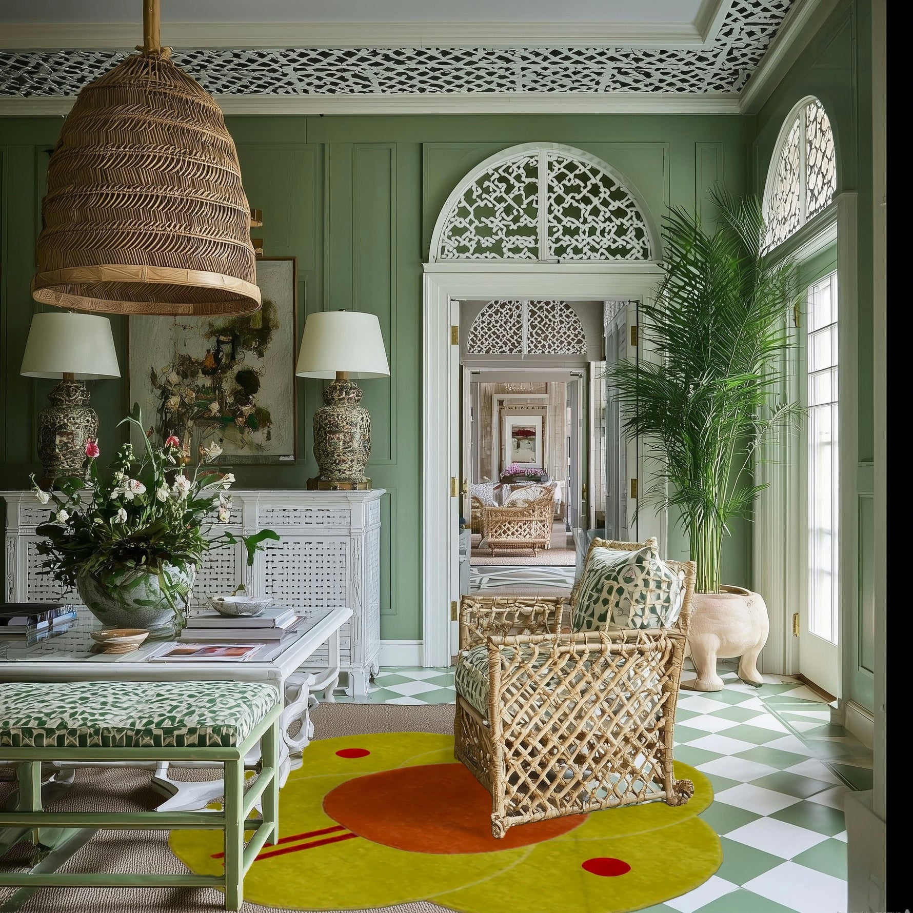 Eastern Sun over Horizon Round Hand Tufted Wool Rug