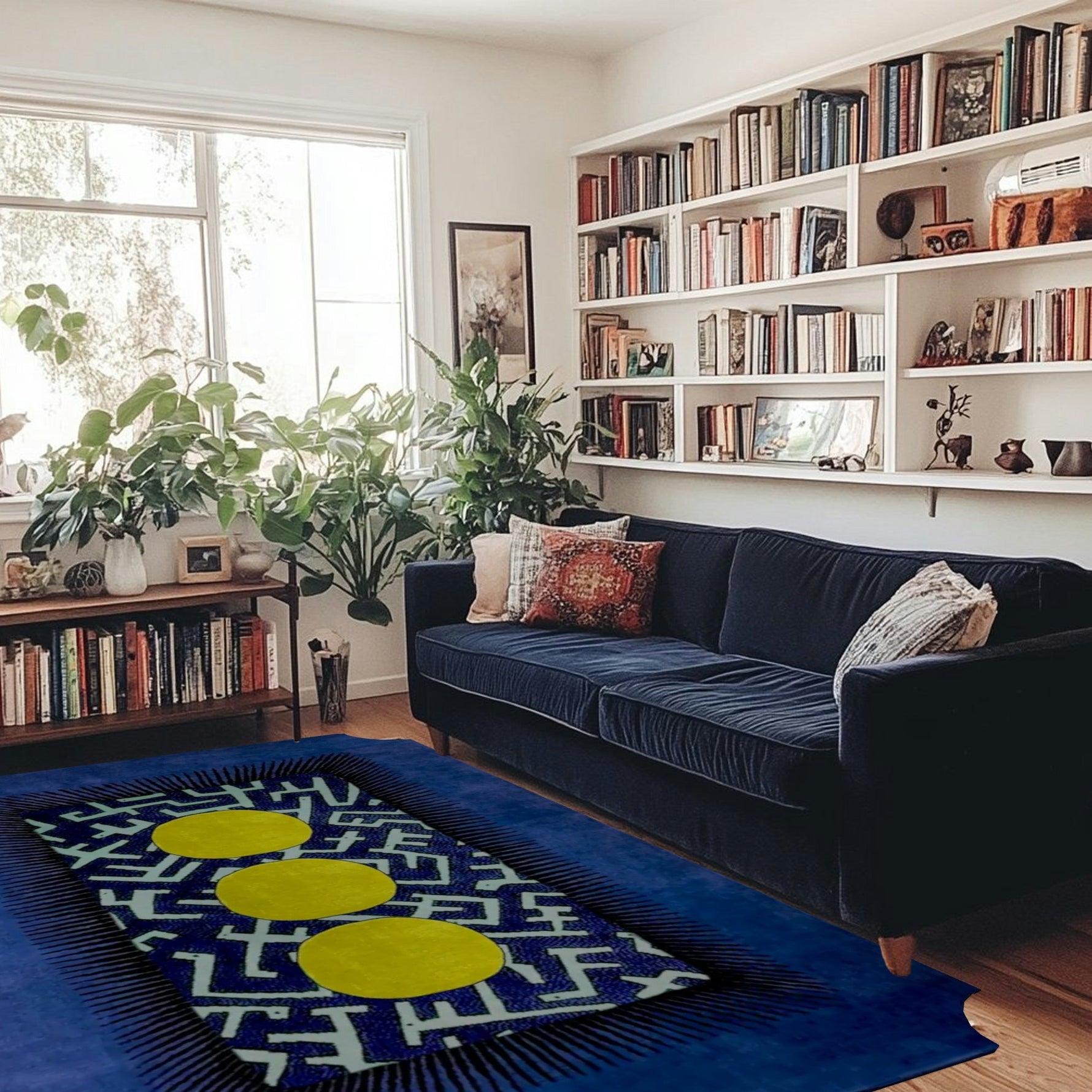 Edged Valley of the Suns Hand Tufted Wool Rug - Blue