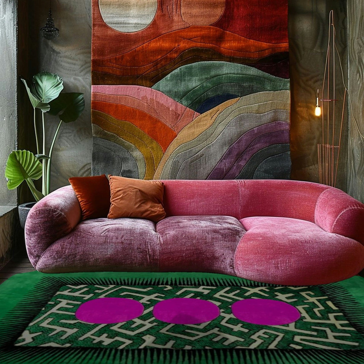 Edged Valley of the Suns Hand Tufted Wool Rug - Green