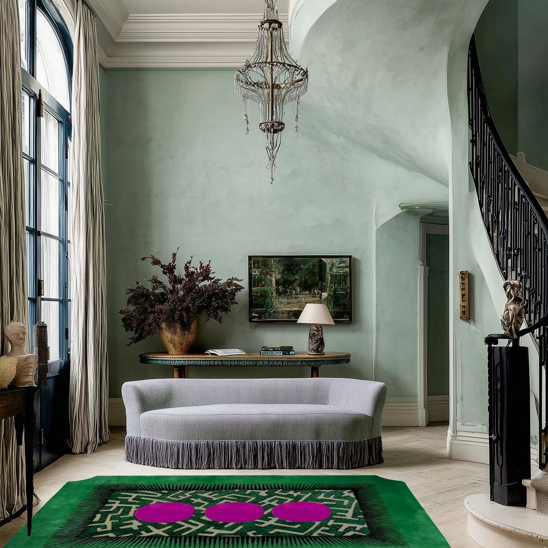 Edged Valley of the Suns Hand Tufted Wool Rug - Green