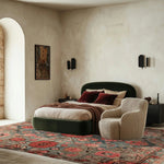 Elegant living room featuring the Ember Floral Hand Tufted Area Rug with vibrant floral patterns, highlighting its wool texture. This stunning floral rug adds warmth and style to the space, making it an ideal choice for rugs for living room and living room area rugs.