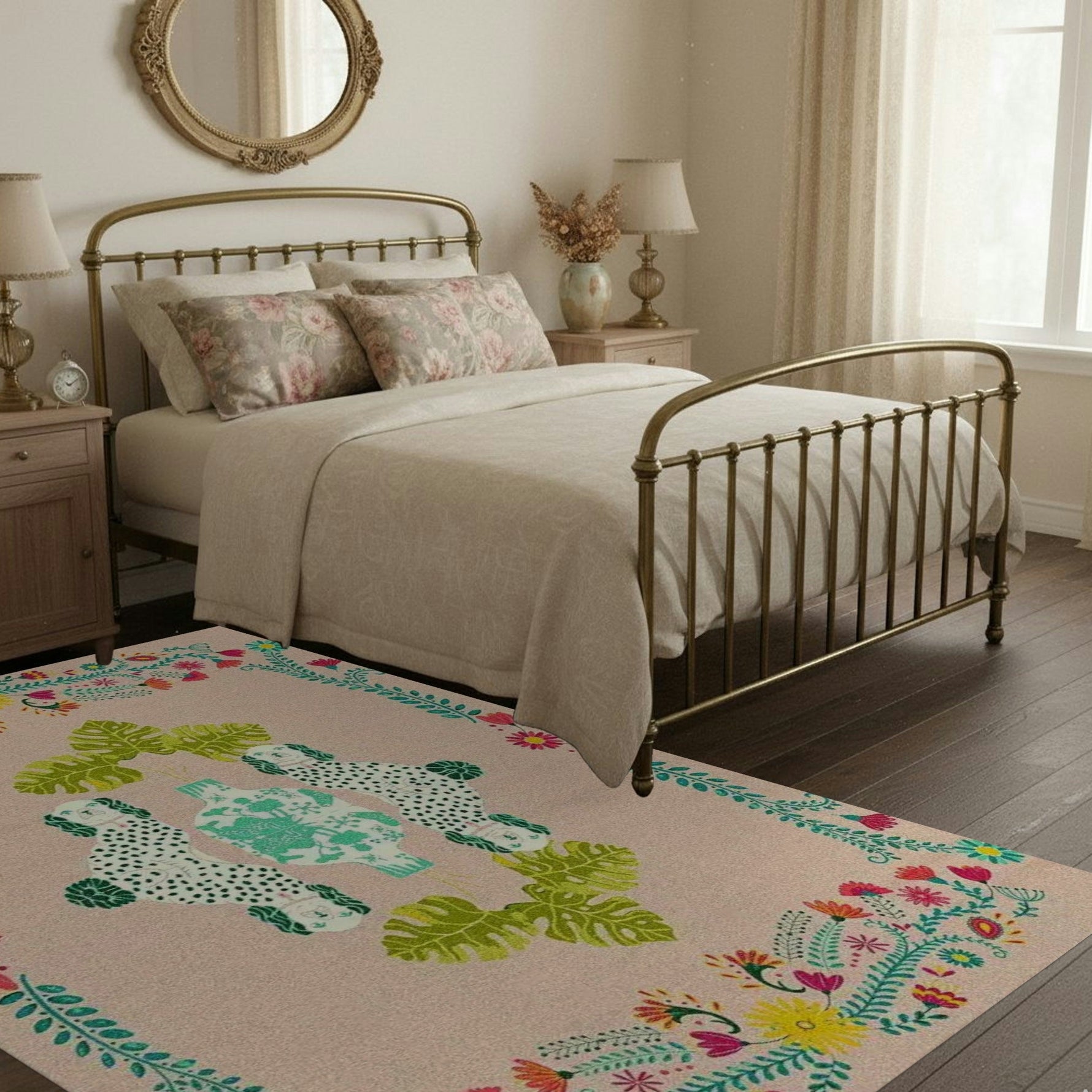 Floral Monstera Staffordshire Pastel Hand Tufted Rug