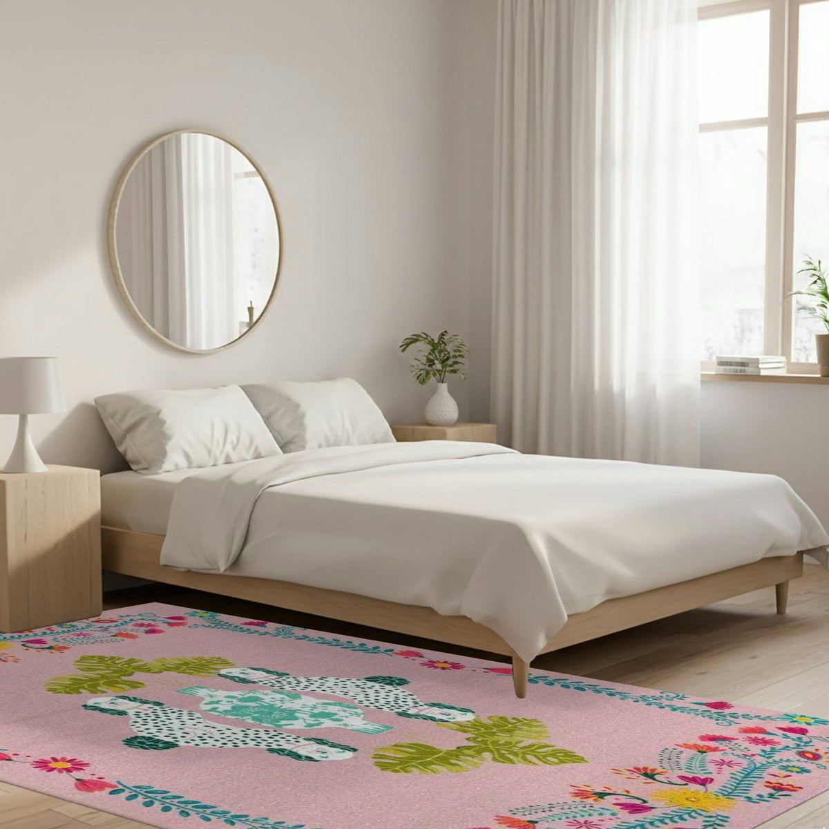 Floral Monstera Staffordshire Pastel Hand Tufted Rug