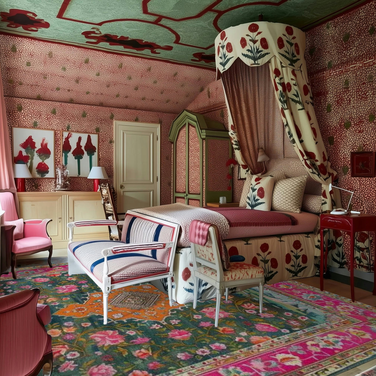 Floral Tapestry Hand Knotted Area Rug