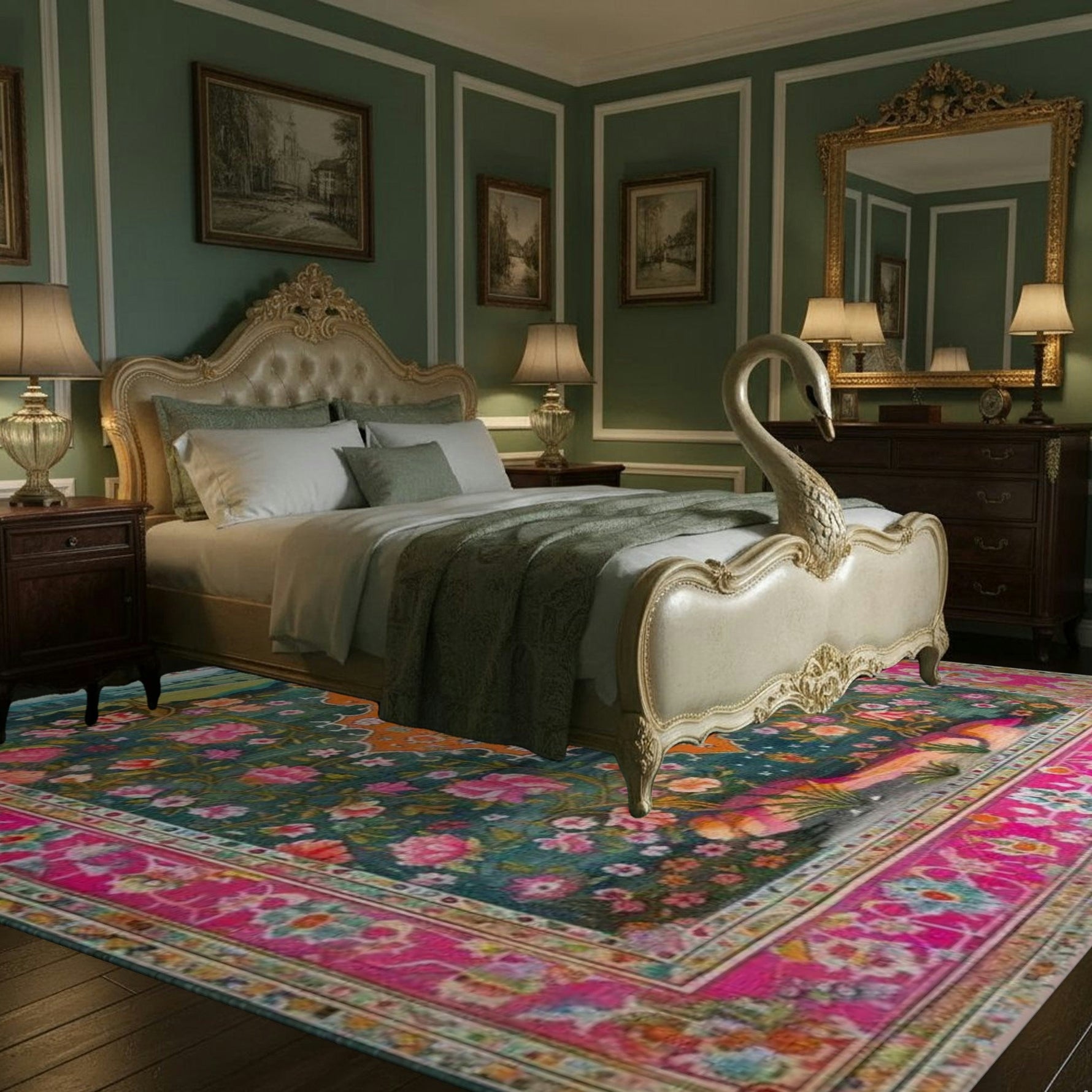 Floral Tapestry Hand Knotted Area Rug