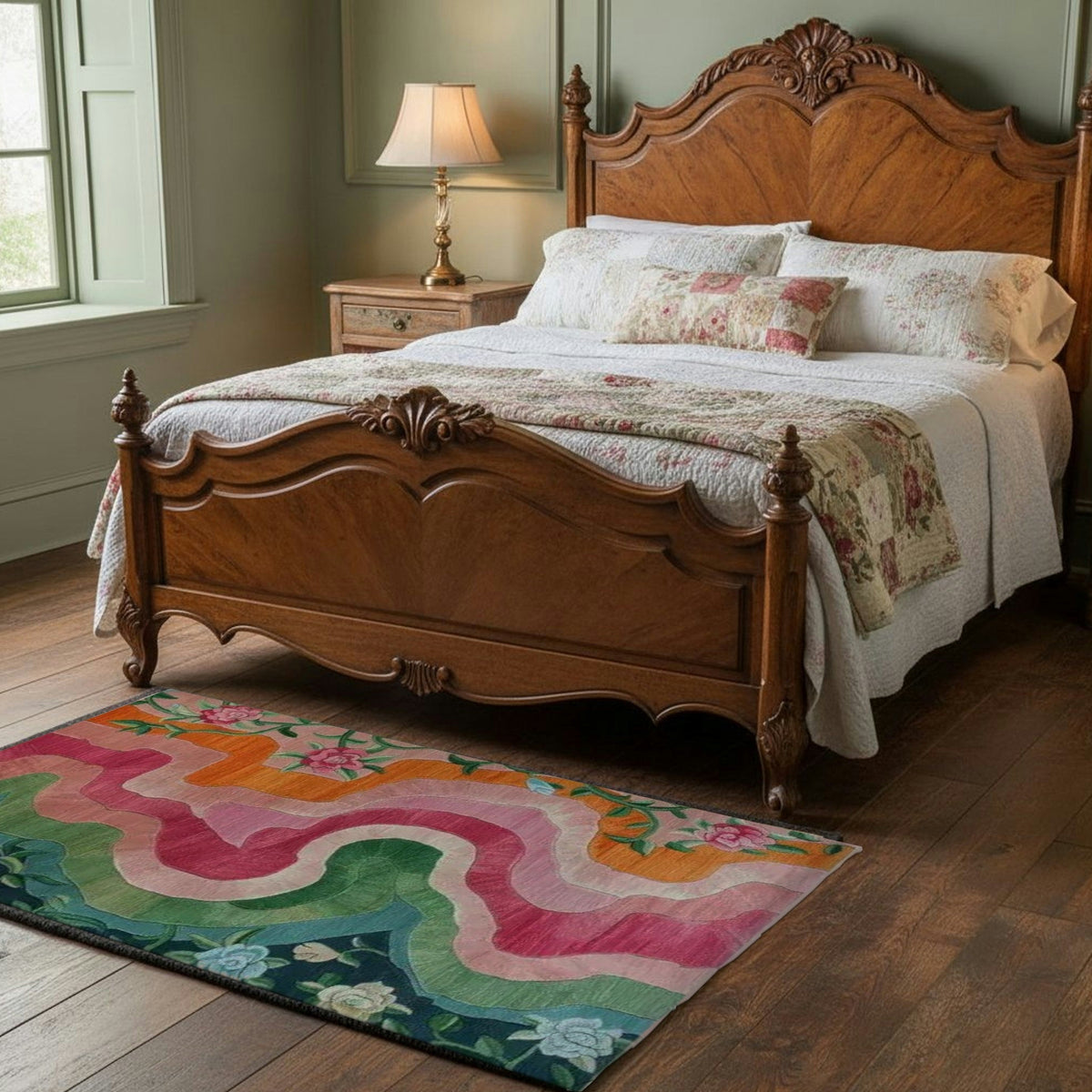 Floral Wavefront Hand Tufted Rug
