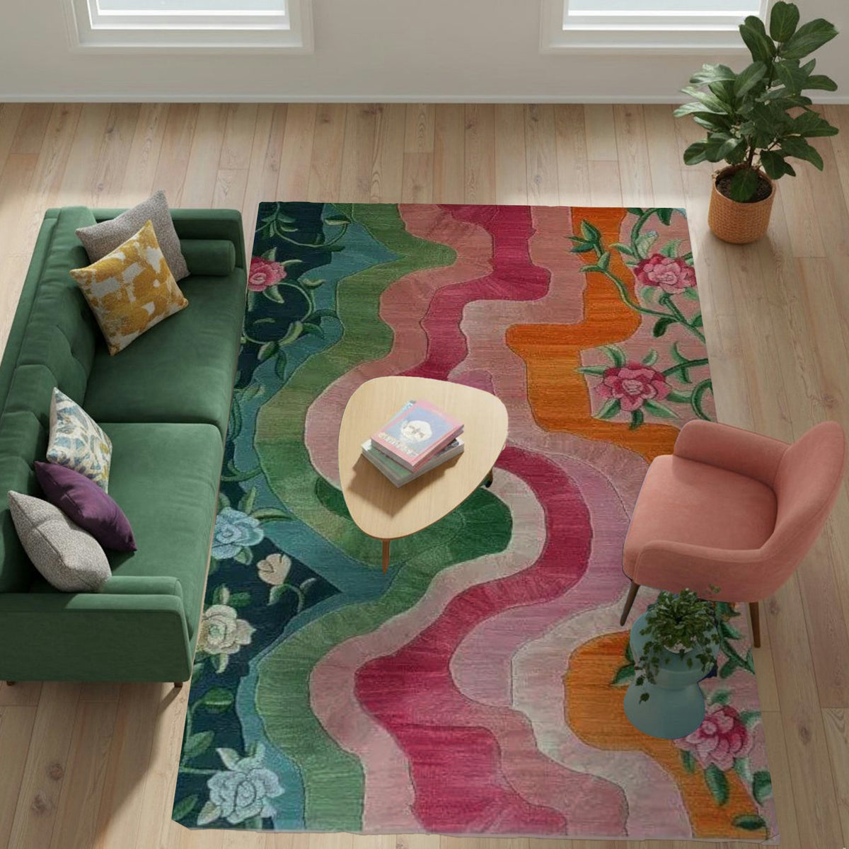 Floral Wavefront Hand Tufted Rug