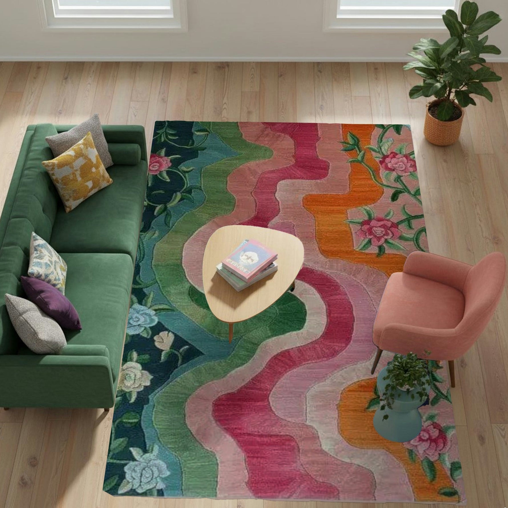 Floral Wavefront Hand Tufted Rug