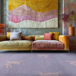 For the Love of Rabbits Hand Tufted Wool Rug - Purple