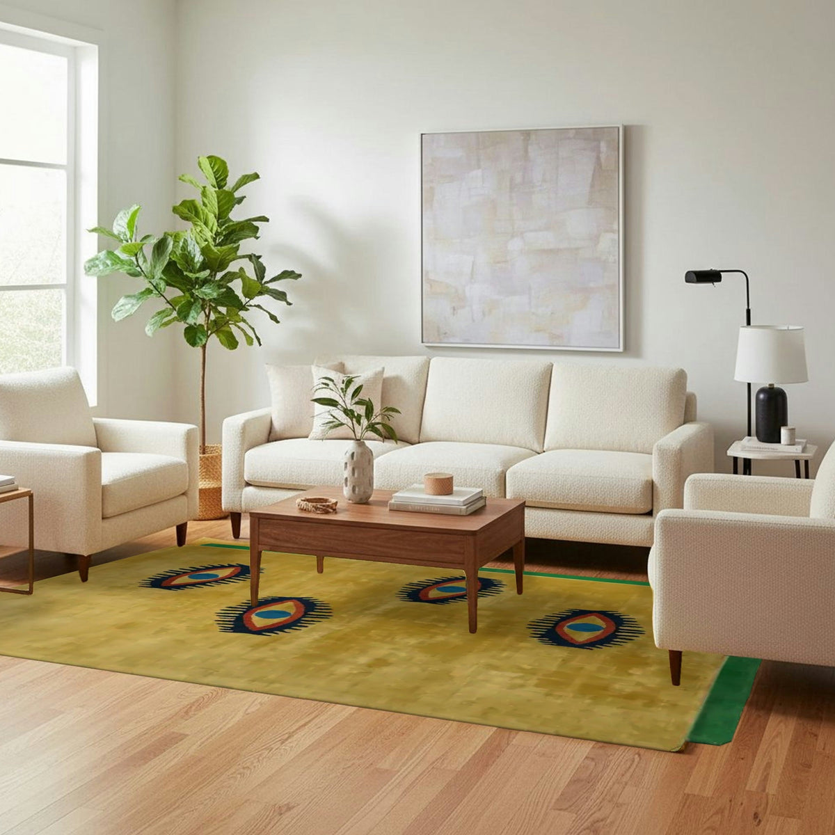 Four Evil Eyes Viscose Hand Tufted Wool Rug