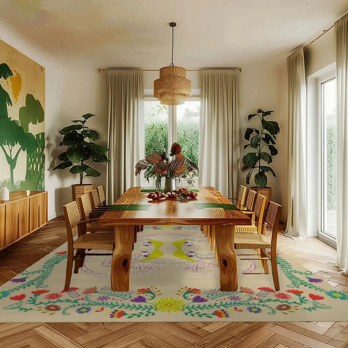 Four Monkeys in the Garden Hand Tufted Wool Rug - Sand