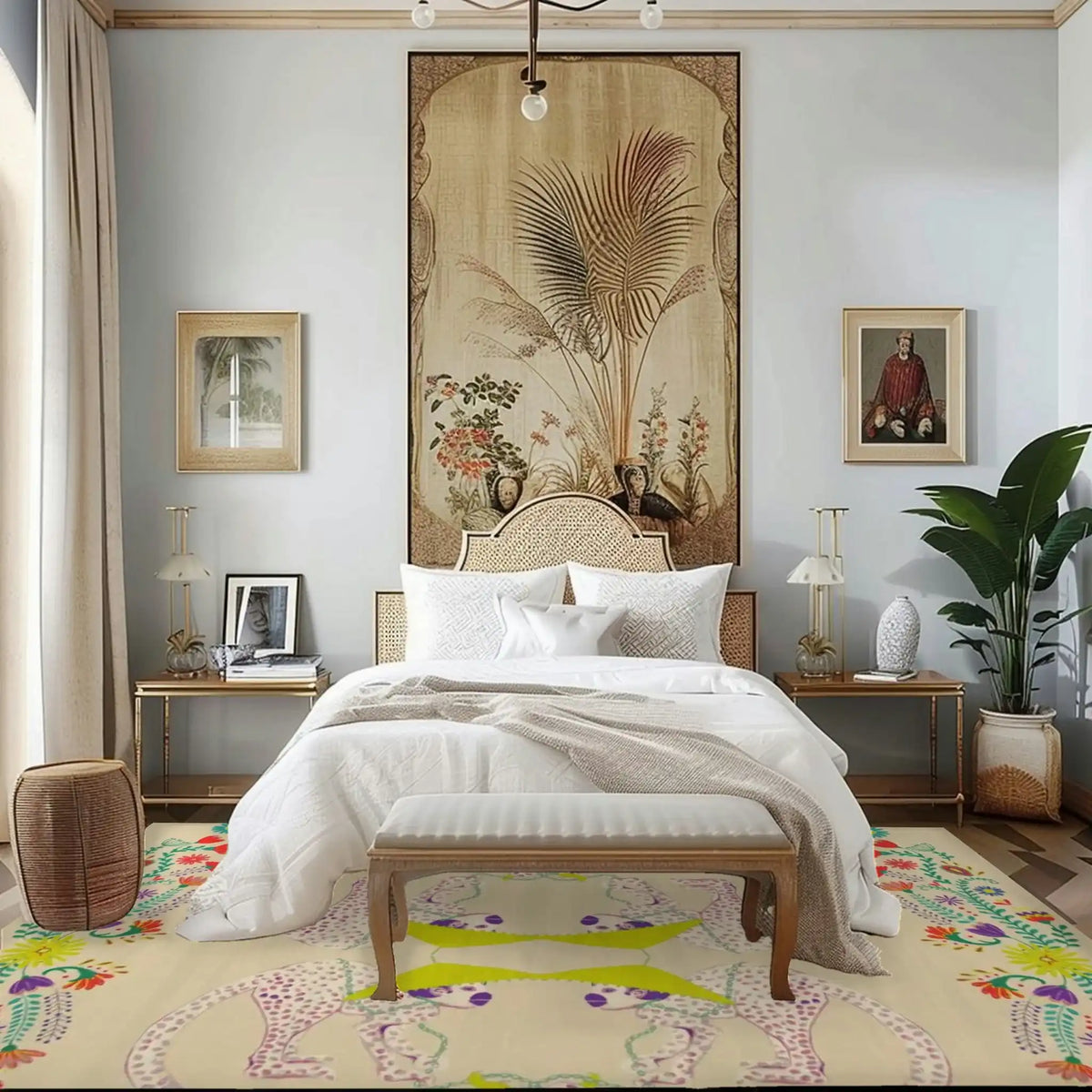 Four Monkeys in the Garden Hand Tufted Wool Rug - Sand