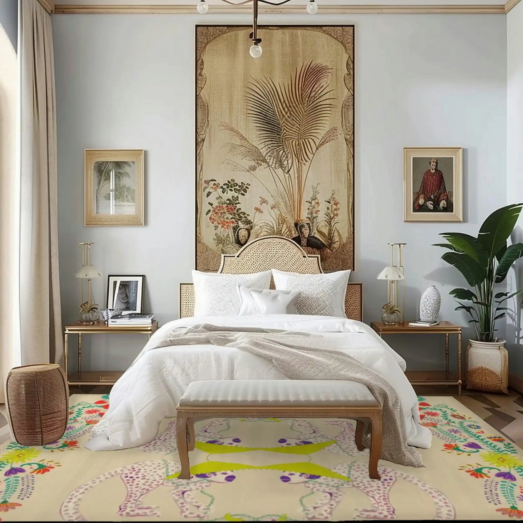 Four Monkeys in the Garden Hand Tufted Wool Rug - Sand