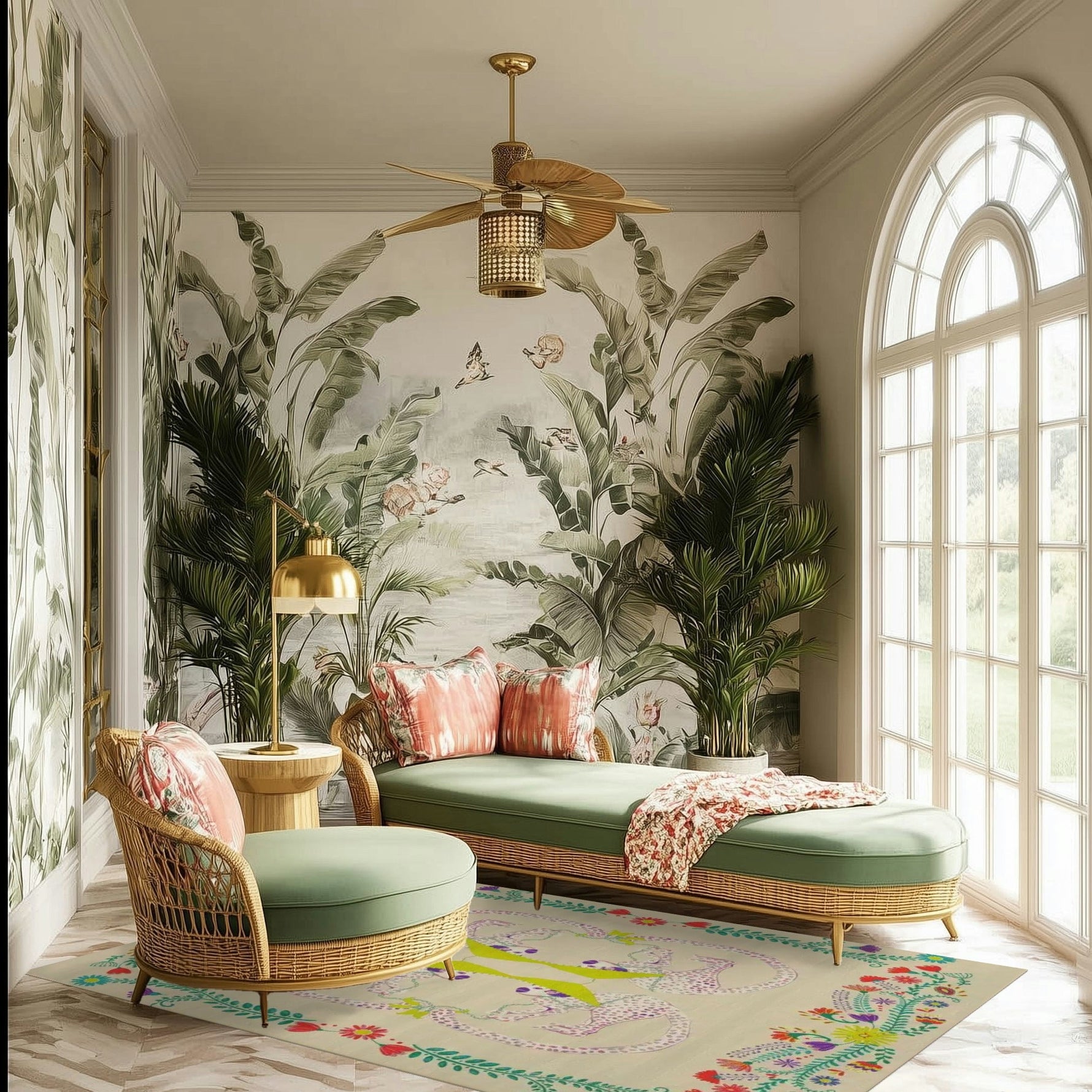 Four Evil Eyes Viscose Hand Tufted Wool Rug