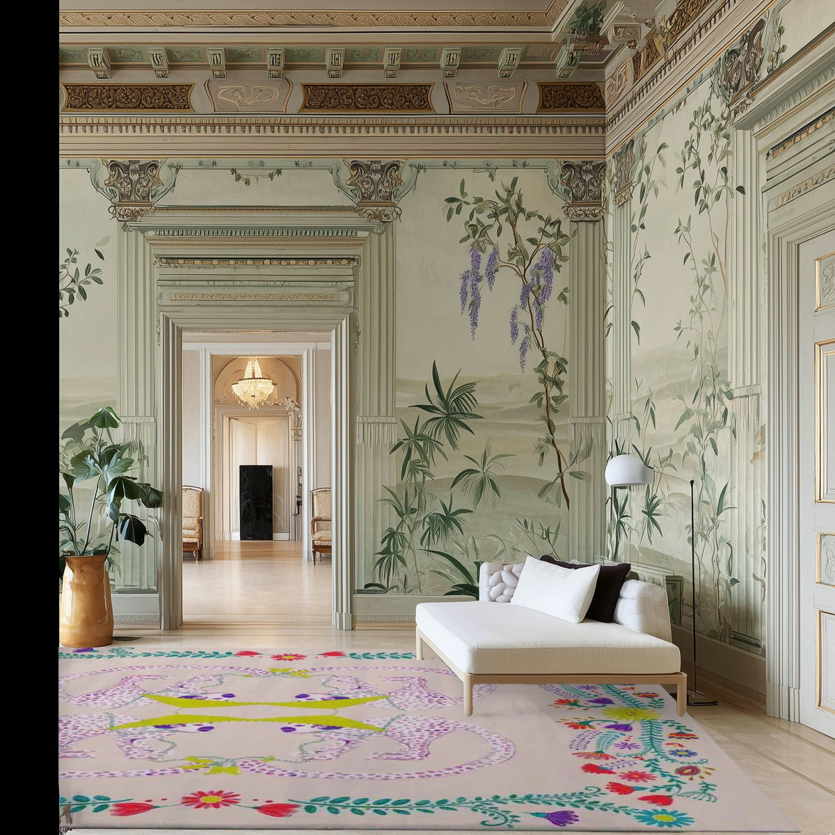 Four Evil Eyes Viscose Hand Tufted Wool Rug