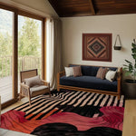 Striped and Swirled Hand Tufted Rug 