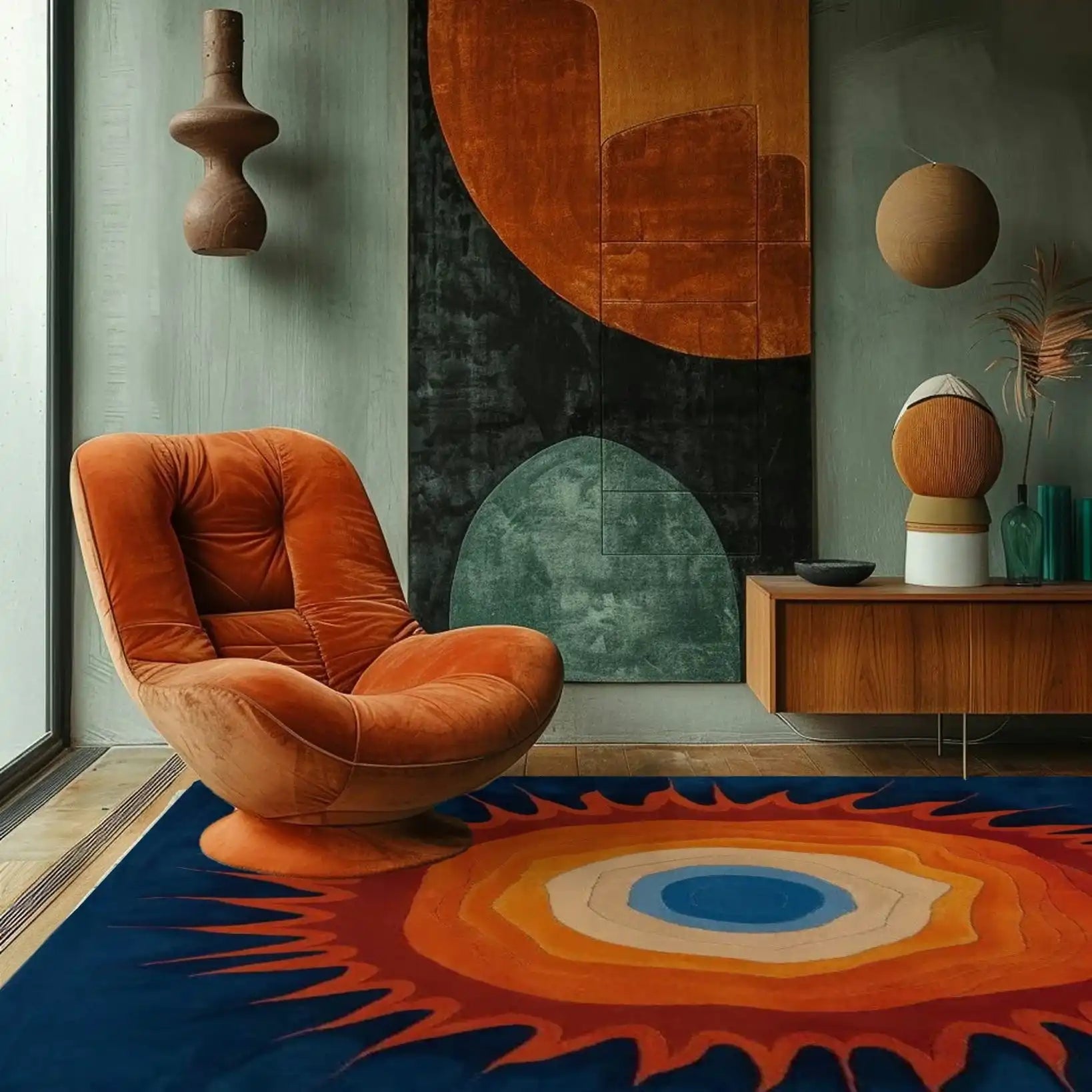 Sunburst Hand Tufted Wool Rug